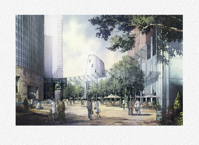 watercolor architectural rendering