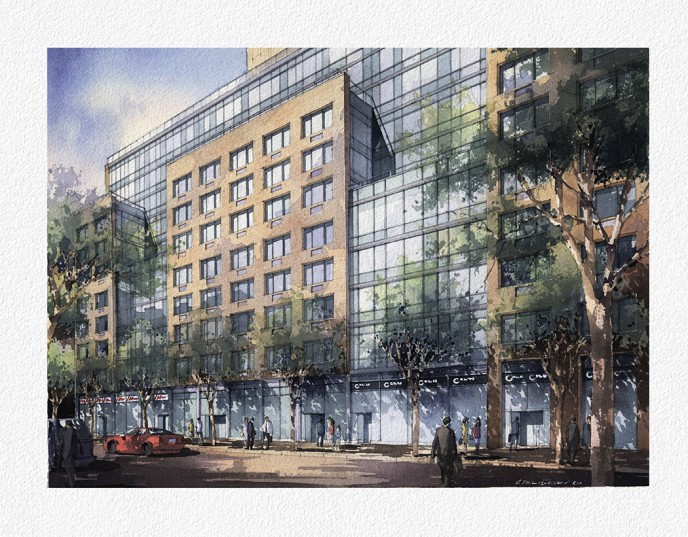 Watercolor architectural rendering Vladislav Yeliseyev