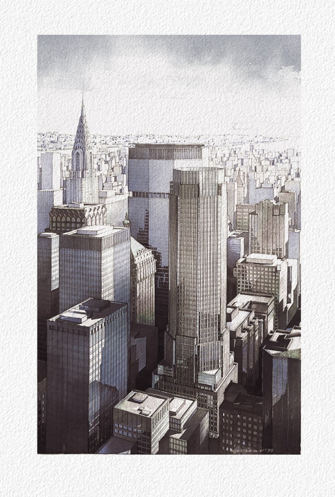 Watercolor architectural rendering Vladislav Yeliseyev