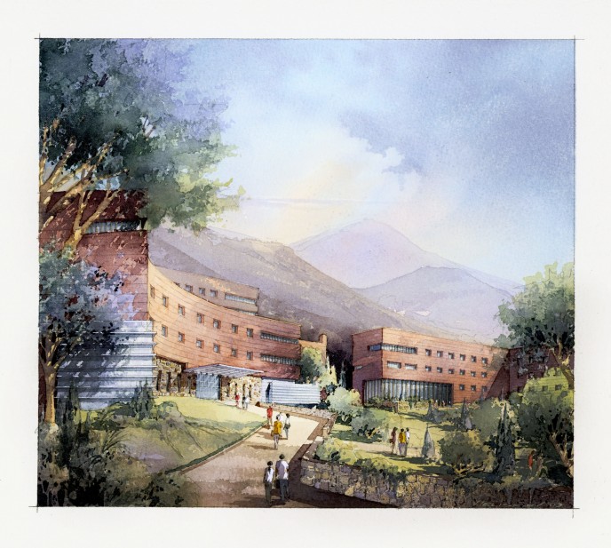 Watercolor architectural rendering Vladislav Yeliseyev