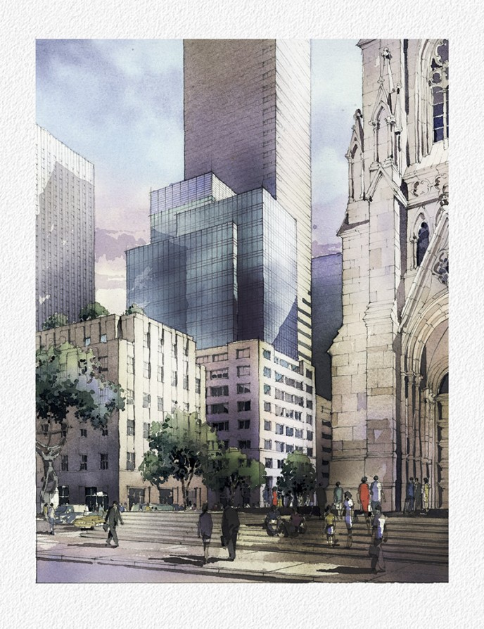 Watercolor architectural rendering Vladislav Yeliseyev