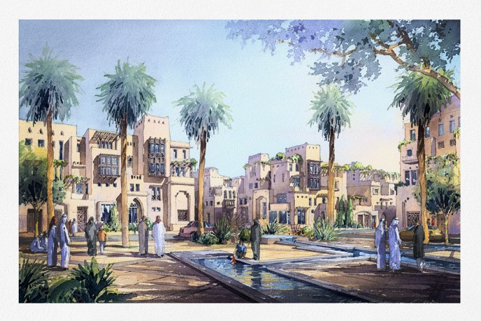 Watercolor architectural rendering Vladislav Yeliseyev