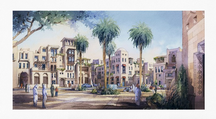 Watercolor architectural rendering Vladislav Yeliseyev