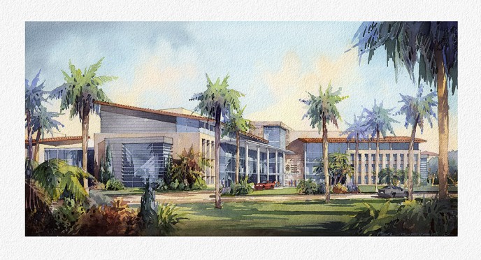 Watercolor architectural rendering Vladislav Yeliseyev