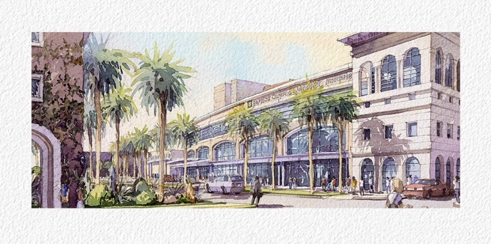 Watercolor architectural rendering Vladislav Yeliseyev