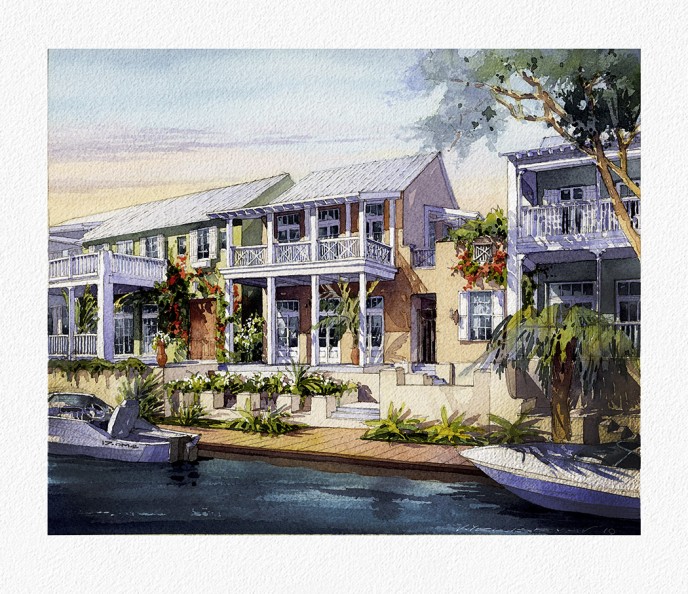 Watercolor architectural rendering Vladislav Yeliseyev