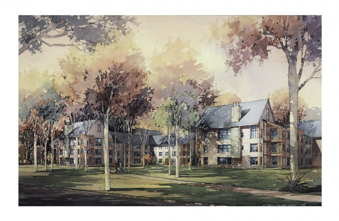Watercolor architectural rendering Vladislav Yeliseyev