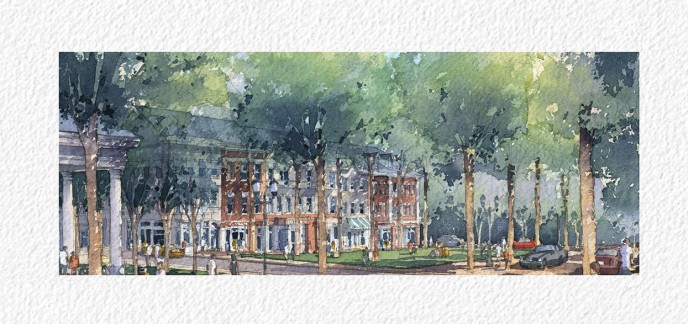Watercolor architectural rendering Vladislav Yeliseyev