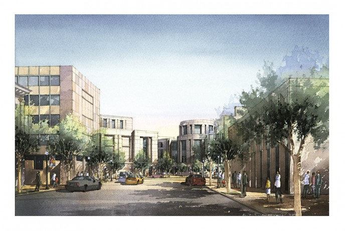 Watercolor architectural rendering Vladislav Yeliseyev