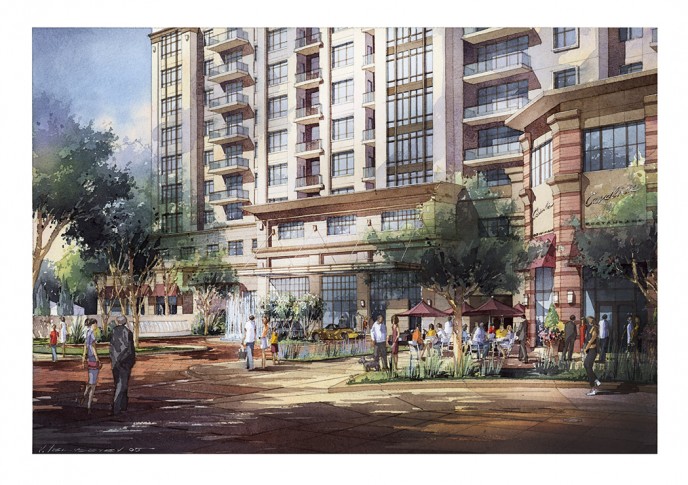 Watercolor architectural rendering Vladislav Yeliseyev
