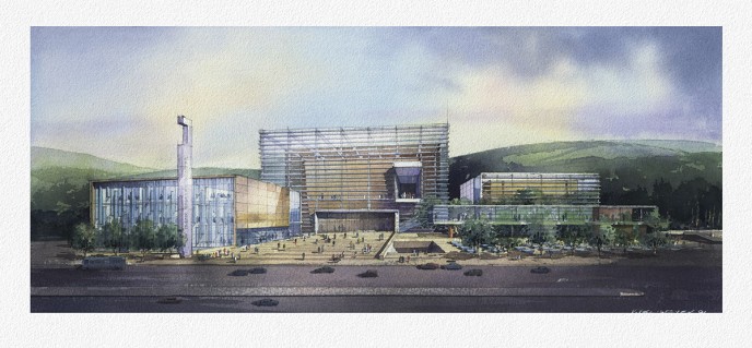 Watercolor architectural rendering Vladislav Yeliseyev