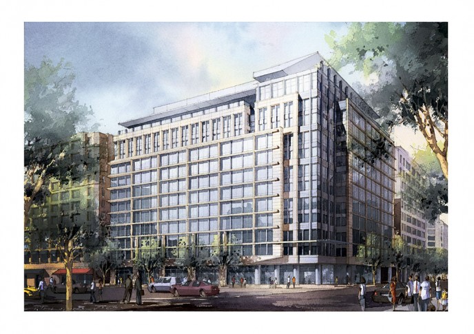Watercolor architectural rendering Vladislav Yeliseyev