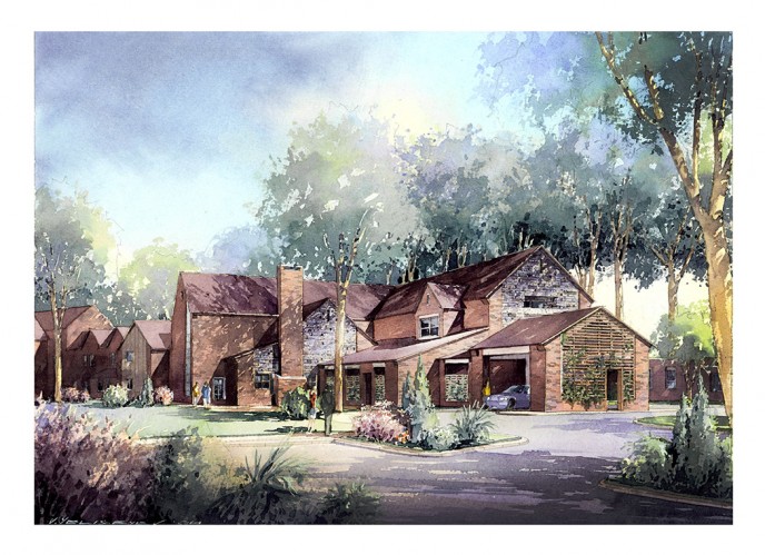 Watercolor architectural rendering Vladislav Yeliseyev