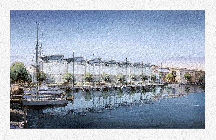 Watercolor architectural rendering Vladislav Yeliseyev
