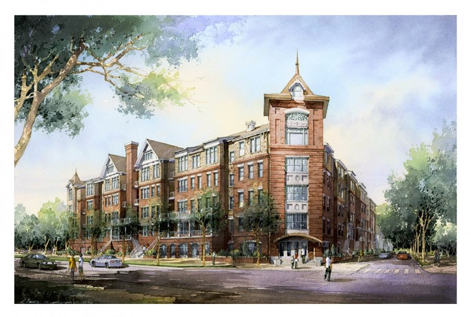Watercolor architectural rendering Vladislav Yeliseyev