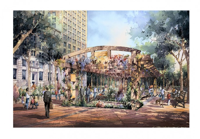 Watercolor architectural rendering Vladislav Yeliseyev