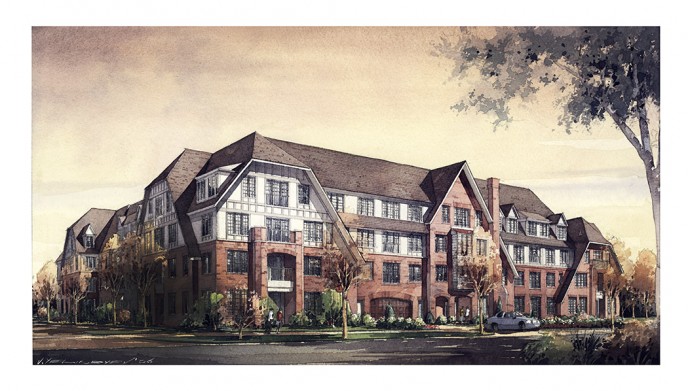 Watercolor architectural rendering Vladislav Yeliseyev