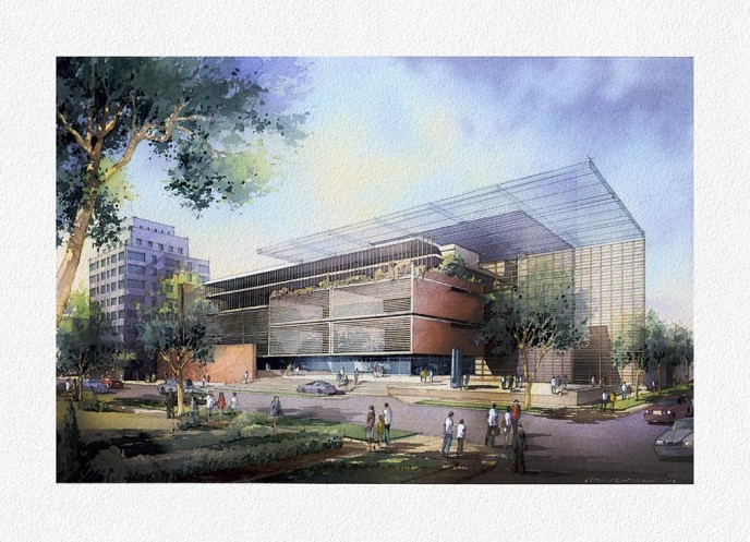 Watercolor architectural rendering Vladislav Yeliseyev
