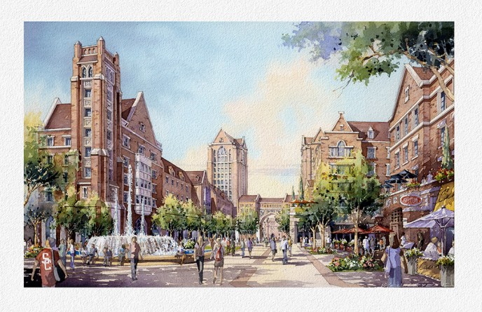 Watercolor architectural rendering Vladislav Yeliseyev