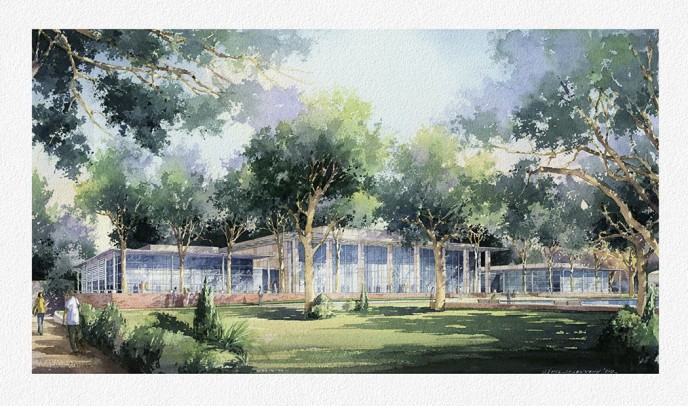 Watercolor architectural rendering Vladislav Yeliseyev