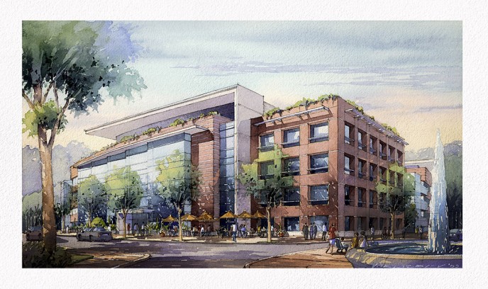Watercolor architectural rendering Vladislav Yeliseyev