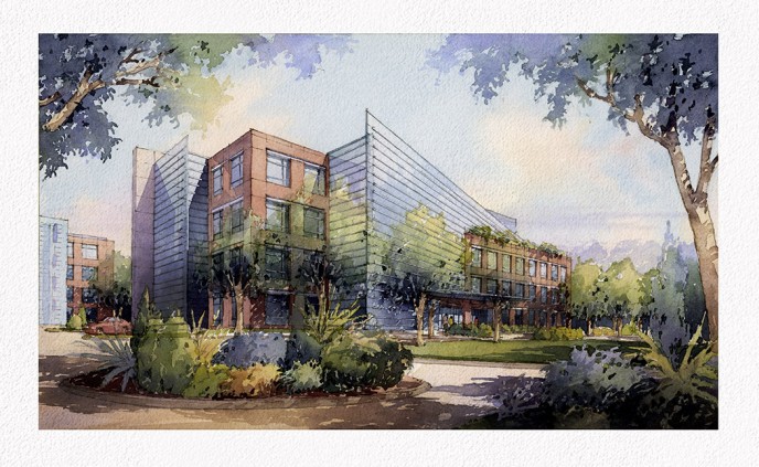 Watercolor architectural rendering Vladislav Yeliseyev