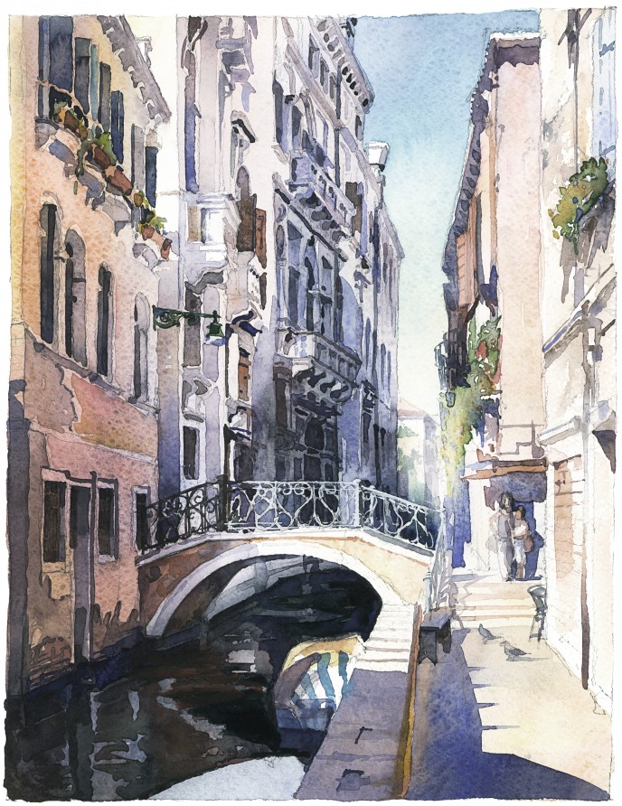 Little bridge, Venice. Size 9.15” x 12”